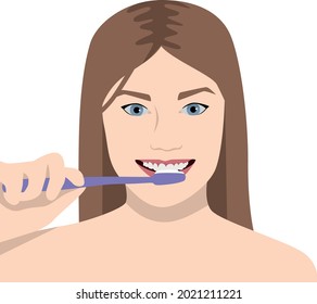 A girl cleaning her teeth
