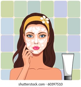 girl cleanses face