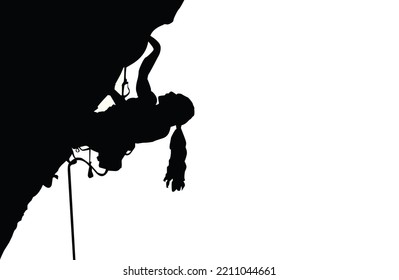 girl climbing rock. illustration vector eps. sports and motivational