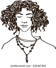 The girl with closed eyes