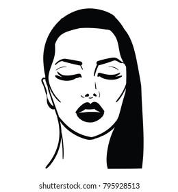Girl with closed eyes. Illustration.