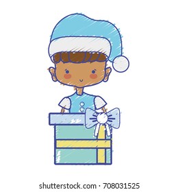 girl with clothes and christmas present gift