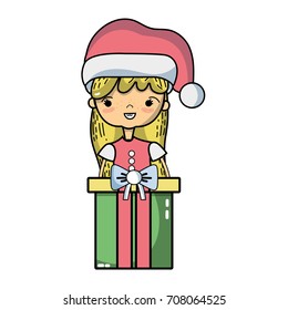girl with clothes and christmas present gift