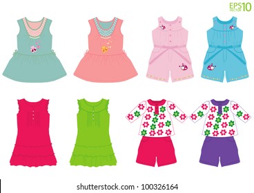 Girl clothes Vector template for design work