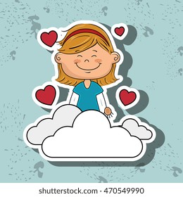 girl cloud heart love vector illustration graphic