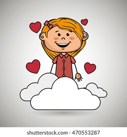 girl cloud heart love vector illustration graphic
