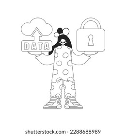Logotipo para almacenamiento en nube para IoT, en estilo vectorial de lin
