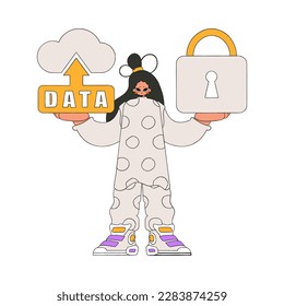 Girl with a cloud.stored padlock
