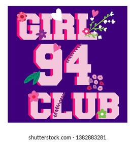 Girl club slogan typography vector