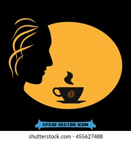 The girl with a coffee cup icon vector illustration EPS 10.
