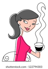 Girl with Coffee Vector