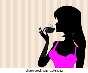 Girl with coffee vector illustration
