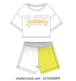 Girl College Graphic T-shirt Shorts Cad