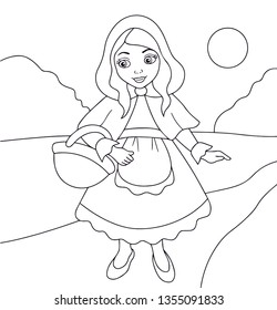 Girl coloring book isolated on white background. 