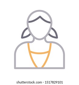 girl colour line vector icon