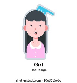 girl with a comb avatar flat vector illustration