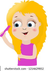 Girl combing her hair