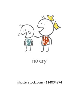 The girl comforted the crying boy