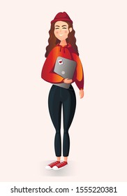 Girl Computer Vector Illustration Stock Vector (Royalty Free ...