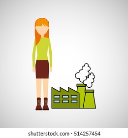 girl concept ecological factory vector illustration eps 10