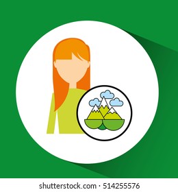 girl concept ecological landscape vector illustration eps 10