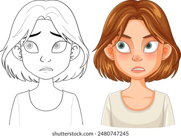 A girl with a concerned expression