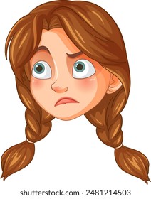 A girl with a concerned expression