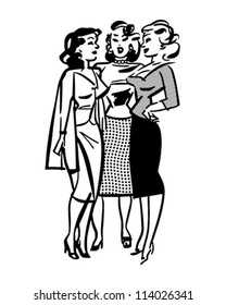 Girl Conference - Retro Clipart Illustration