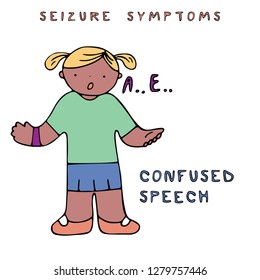 A girl with confused speech as seizure symptom at epilepsy. Fine for medical infobrochures for kids and teenagers, public sites about epilepsy, banners for sites about epilepsy.