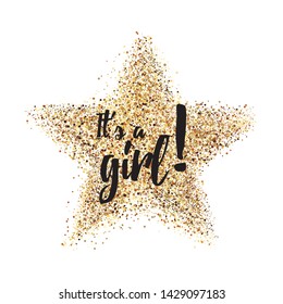 It's a girl congratulations postcard template. Greetings for parents, family celebration card. Confetti explosion design. Colorful celebration invitation. Baby shower design.