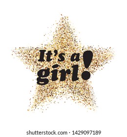 It's a girl congratulations postcard template. Greetings for parents, family celebration card. Confetti explosion design. Colorful celebration invitation. Baby shower design.