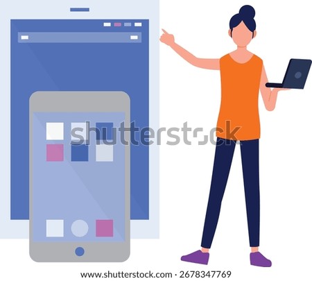 A girl is connecting two devices with each other, focusing intently as she plugs cables into ports, ensuring a secure connection for data transfer and synchronization
