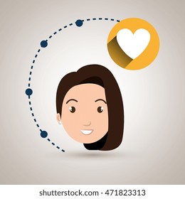 girl connection app icon vector illustration design
