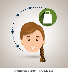 girl connection app icon vector illustration design