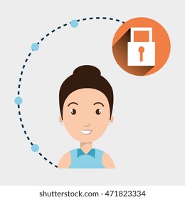 girl connection app icon vector illustration design