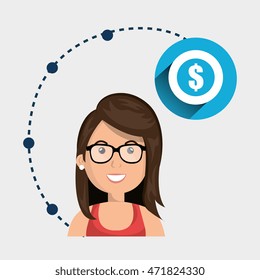 girl connection app icon vector illustration design