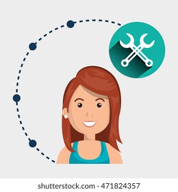 girl connection app icon vector illustration design