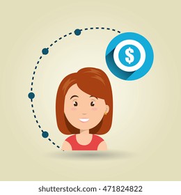 girl connection app icon vector illustration design