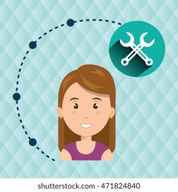 girl connection app icon vector illustration design