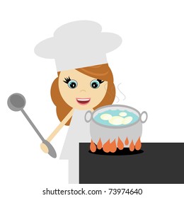 girl cook with potato