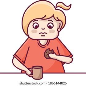 Girl with cookies and a mug