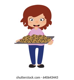 Girl with cookies tray