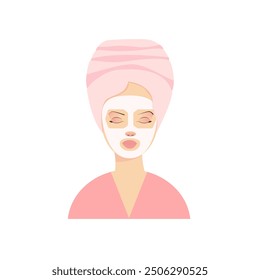 Girl with cosmetic face mask. Beauty face. Isolated. Pink. 