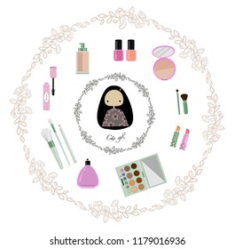 Girl and cosmetic vector 