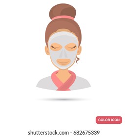 Girl with cosmetics mask on her face color flat icon for web and mobile design