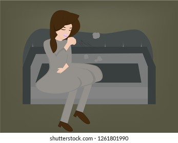 girl cough vector