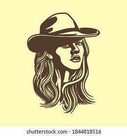 girl in cowboy hat illustration
