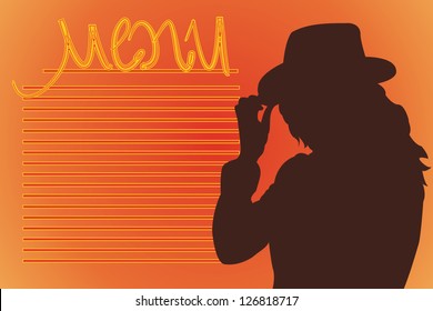 Girl in cowboy hat silhouette