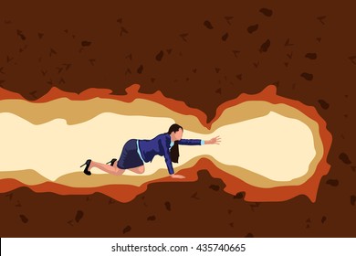 girl crawl cave