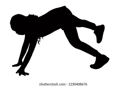 a girl crawling, silhouette vector